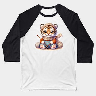 Tiger Knitting A Sweater Baseball T-Shirt